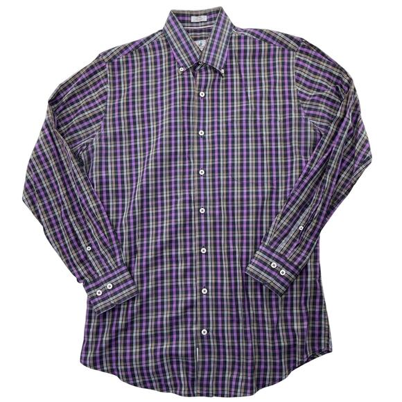Peter Millar Shirt Medium Purple Plaid Button Down Ritz Carlton Bachelor Gulch - Picture 2 of 8